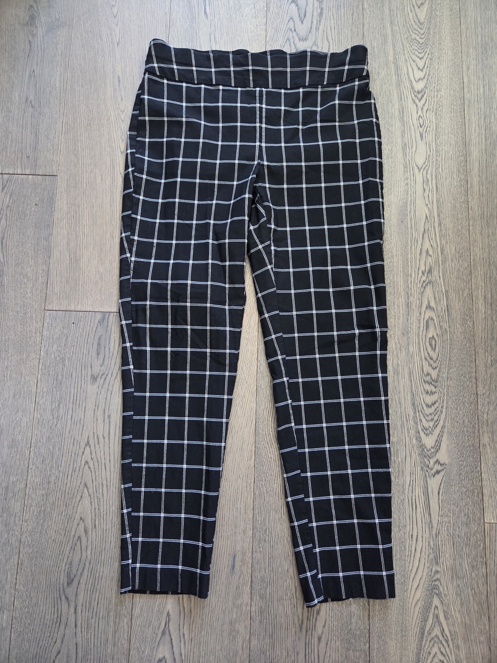 Black Windowpane Cropped Pull-On Pants